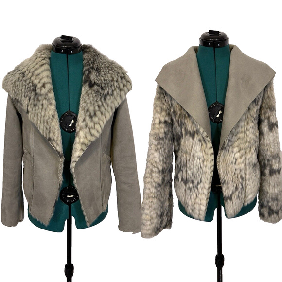 Marrakech Anthropologie Reversible Faux Fur Suede Shearling Coat Size XS - Picture 1 of 10